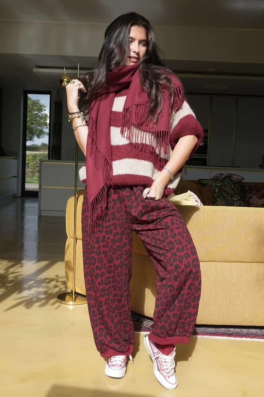 Scamp Leopard Demi Bloom Pant Bordeaux /5 